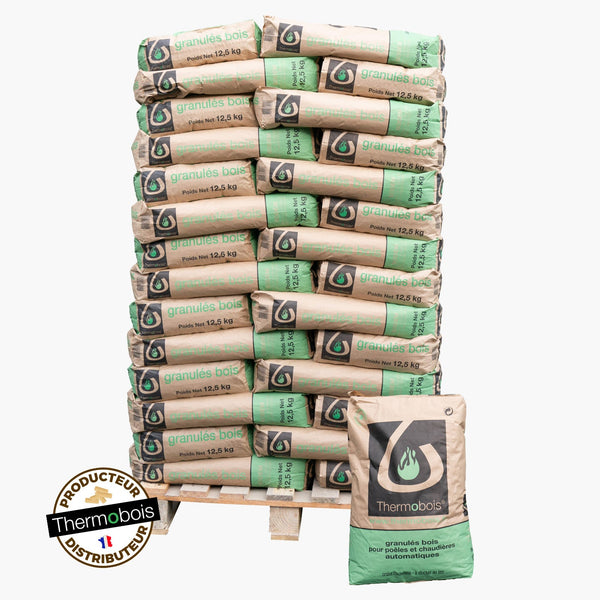 Granulés de bois Thermobois Palette de 70 sacs 12,5 kg le sac