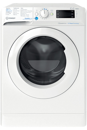 Lave-linge séchant Indesit BDE86435WVFR blanc, lavage et séchage, vue du produit