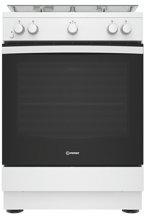Gazinière Indesit IS67G1KMW/E/1, four et table de cuisson au gaz, vue du produit