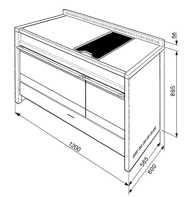 Piano de cuisson Smeg CS120-6, vue de détail