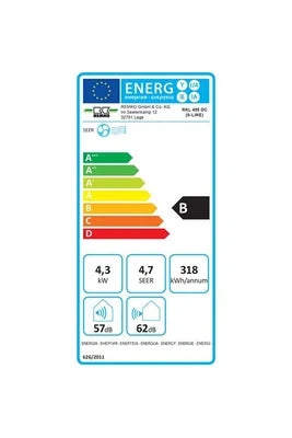 Climatiseur mobile Remko RKL 495 DC de 4,3 kW jusqu'à 80 m2, vue de face