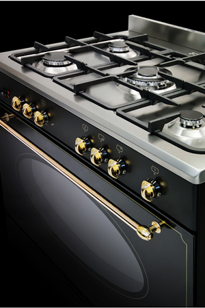 Piano de cuisson Airlux 90 cm mixte noir rustique, vue de face