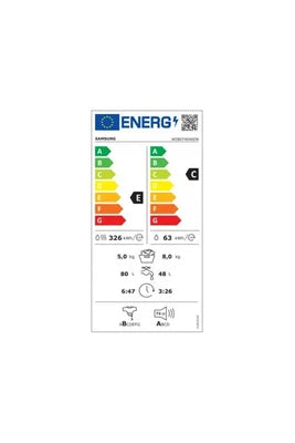 Lave-linge séchant Samsung WD80T4046EW, lavage et séchage, vue de face