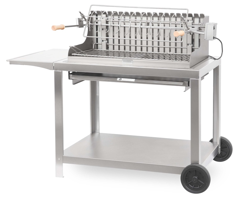 Barbecue Irissarry 78 x 32 cm en inox avec chariot, charbon de bois, vue du produit