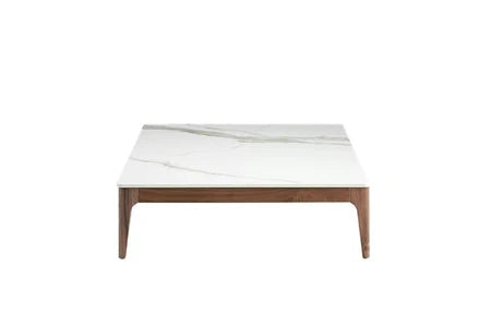 Table basse en verre imitation marbre Angel Cerda 100 x 100 x 30 cm, vue de côté