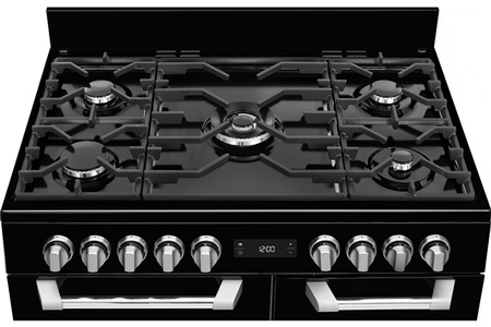 Piano de cuisson Leisure Cuisinemaster Pro 90 cm gaz noir, vue de côté