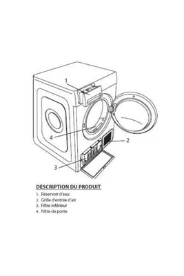 Sèche-linge Whirlpool pompe à chaleur avec condenseur 60 cm 9 kg, vue de détail