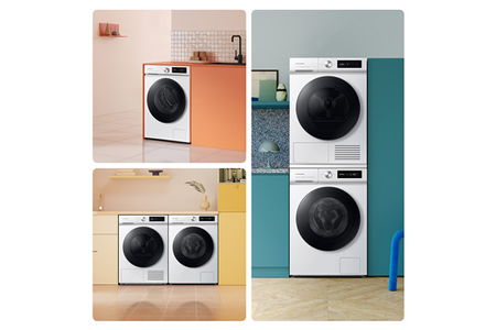 Lave-linge hublot Samsung WW11BB704DGWS3 Bespoke, lavage du linge, vue de côté