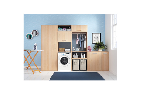 Lave-linge séchant Indesit BDE86435WVFR blanc, lavage et séchage, vue de côté