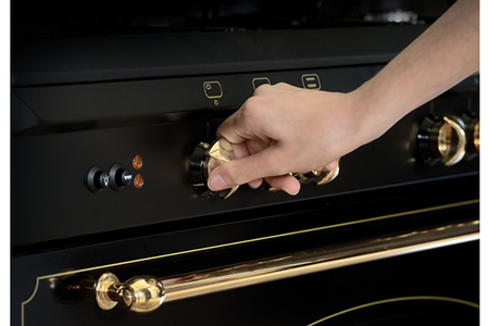 Piano de cuisson Airlux 90 cm mixte noir rustique, vue de côté