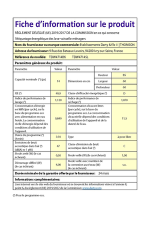 Lave-vaisselle Thomson TDW4714BK noir, lavage de la vaisselle, vue de côté