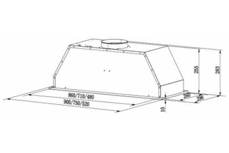 Groupe filtrant Rosières RHG5600/1IN, hotte encastrable de cuisine, vue de côté