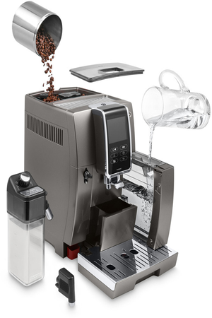 Expresso avec broyeur De'Longhi Dinamica FEB3795.T titanium, vue de détail