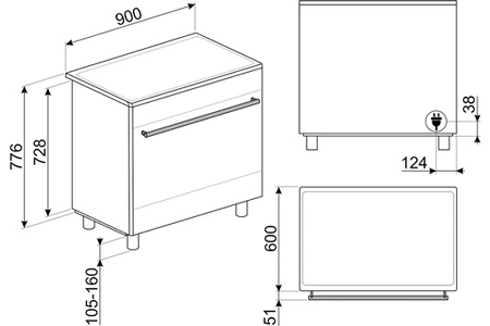 Piano de cuisson Smeg L'Eclipse SCB91XI9, plan de cuisson