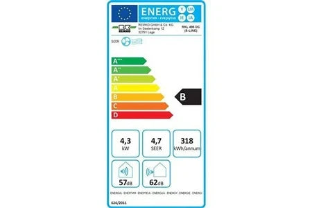 Climatiseur mobile Remko RKL 495 DC de 4,3 kW jusqu'à 80 m2, vue arrière