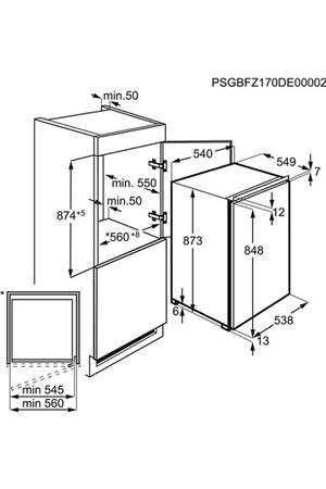 Congélateur armoire encastrable AEG ABB688E1LS de 88 cm, congélation, vue arrière