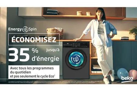 Lave-linge hublot Beko BM34WFU48411A, lavage du linge, en situation