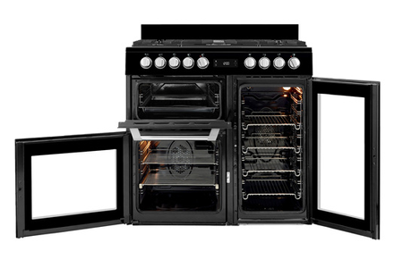 Piano de cuisson Leisure Cuisinemaster Pro 90 cm gaz noir, four ouvert