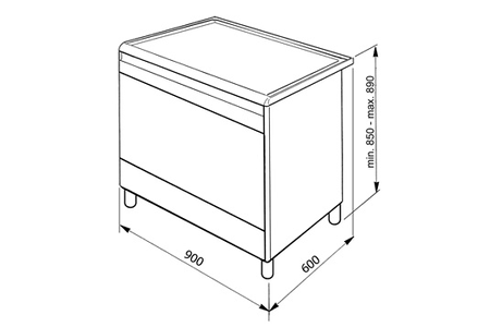 Piano de cuisson Smeg CX91GMBL, vue en situation