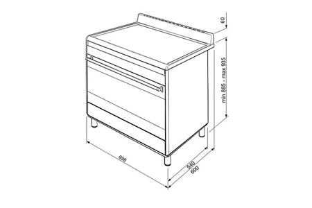 Piano de cuisson Smeg BG91N2, four ouvert