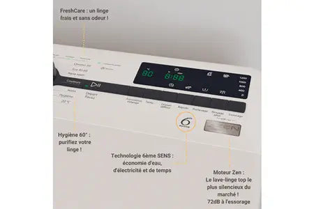 Lave-linge top Whirlpool Zen TDLRBX6252BSFR/N Silence, en situation