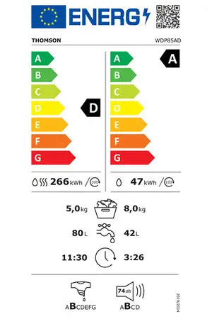 Lave-linge séchant Thomson WDP85AD, lavage et séchage, en situation