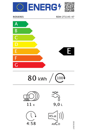 Lave-vaisselle encastrable Rosières RDIH2T1145 de 45 cm, en situation