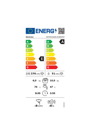 Lave-linge séchant Electrolux EW7W4316DA, tambour et accessoires fournis