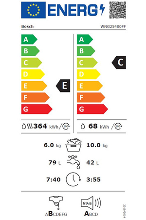 Lave-linge séchant Bosch WNG25400FF, lavage et séchage, vue d'ensemble