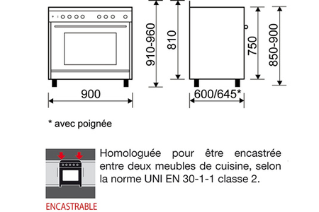 Piano de cuisson Airlux CC902GTBK3 90 cm gaz noir, vue d'ensemble