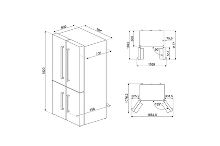 Réfrigérateur multi-portes Smeg FQ60NDF, vue d'ensemble