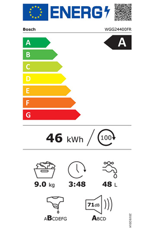 Lave-linge hublot Bosch WGG24400FR, lavage du linge, vue rapprochée