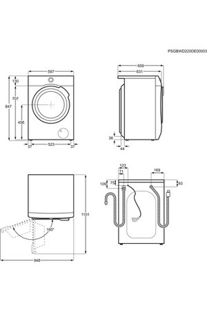 Lave-linge séchant Electrolux EW7W4316DA, lavage et séchage, vue rapprochée