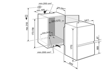 Réfrigérateur congélateur en bas Liebherr ICNSF5103-20, vue rapprochée