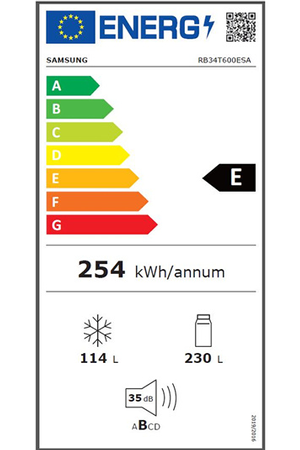 Réfrigérateur congélateur en bas Samsung RB34T600ESA, vue en perspective