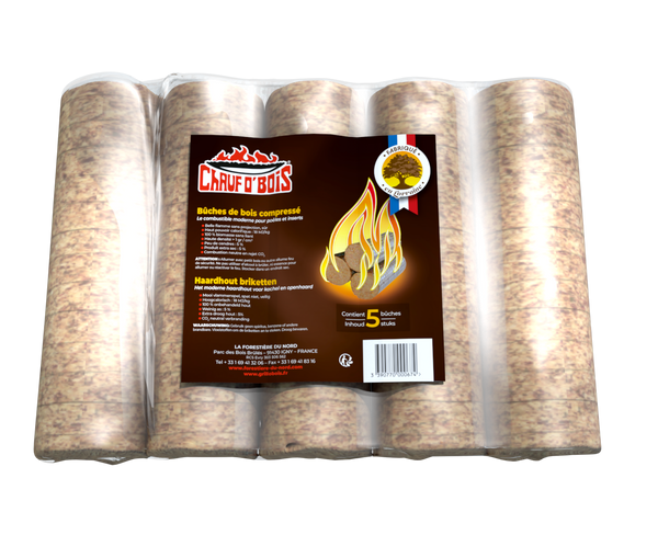 Bûches de Bois Densifié Français Pack 10 kg - 5 bûches en RETRAIT DRIVE