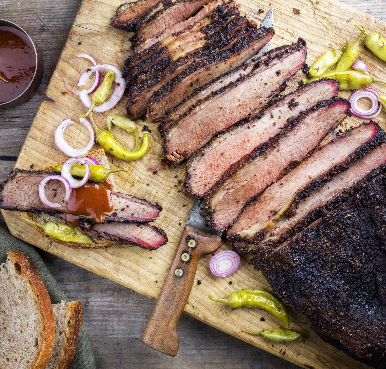 Brisket de bœuf Black Angus, poitrine entière, viande d'exception, vue de détail