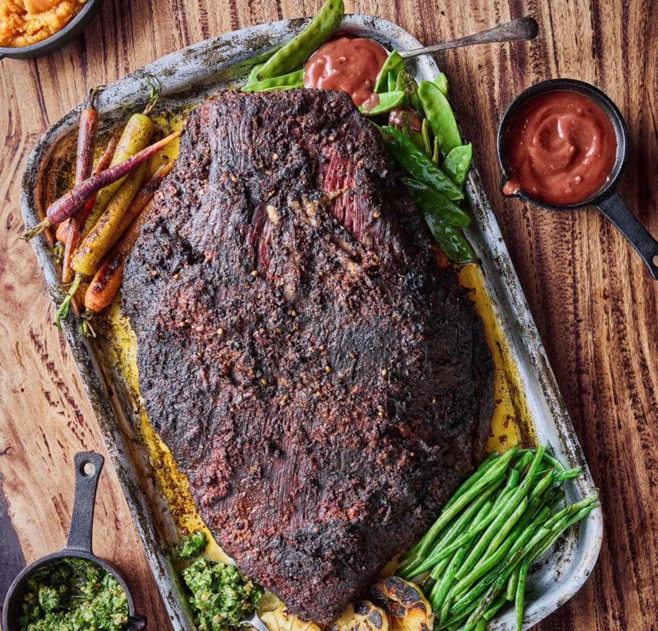 Brisket de bœuf Black Angus, poitrine entière, viande d'exception, vue de face