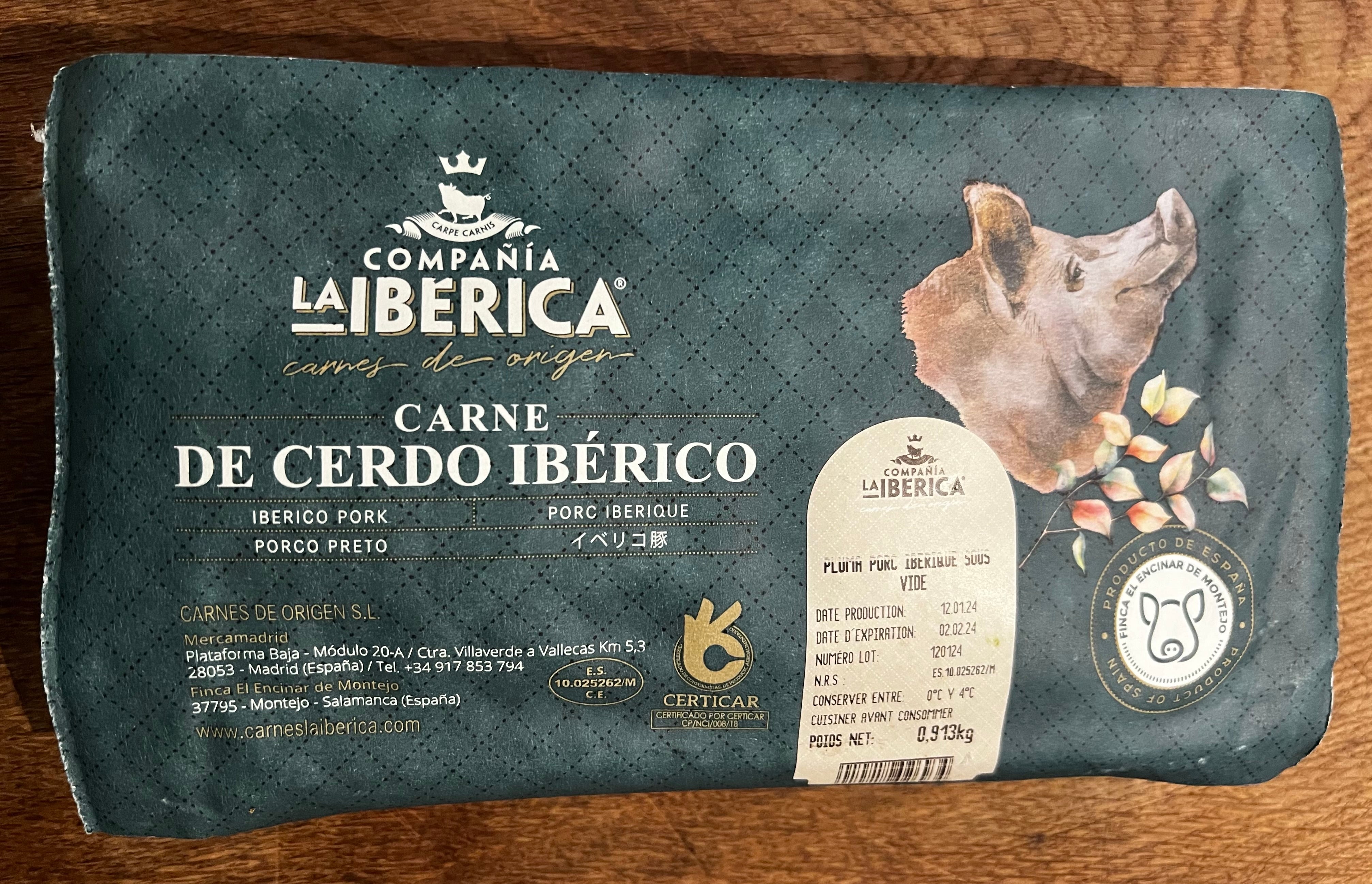 Pluma de porc ibérique fraîche, 5 kg en pièces de 1 kg, viande d'exception, vue de face